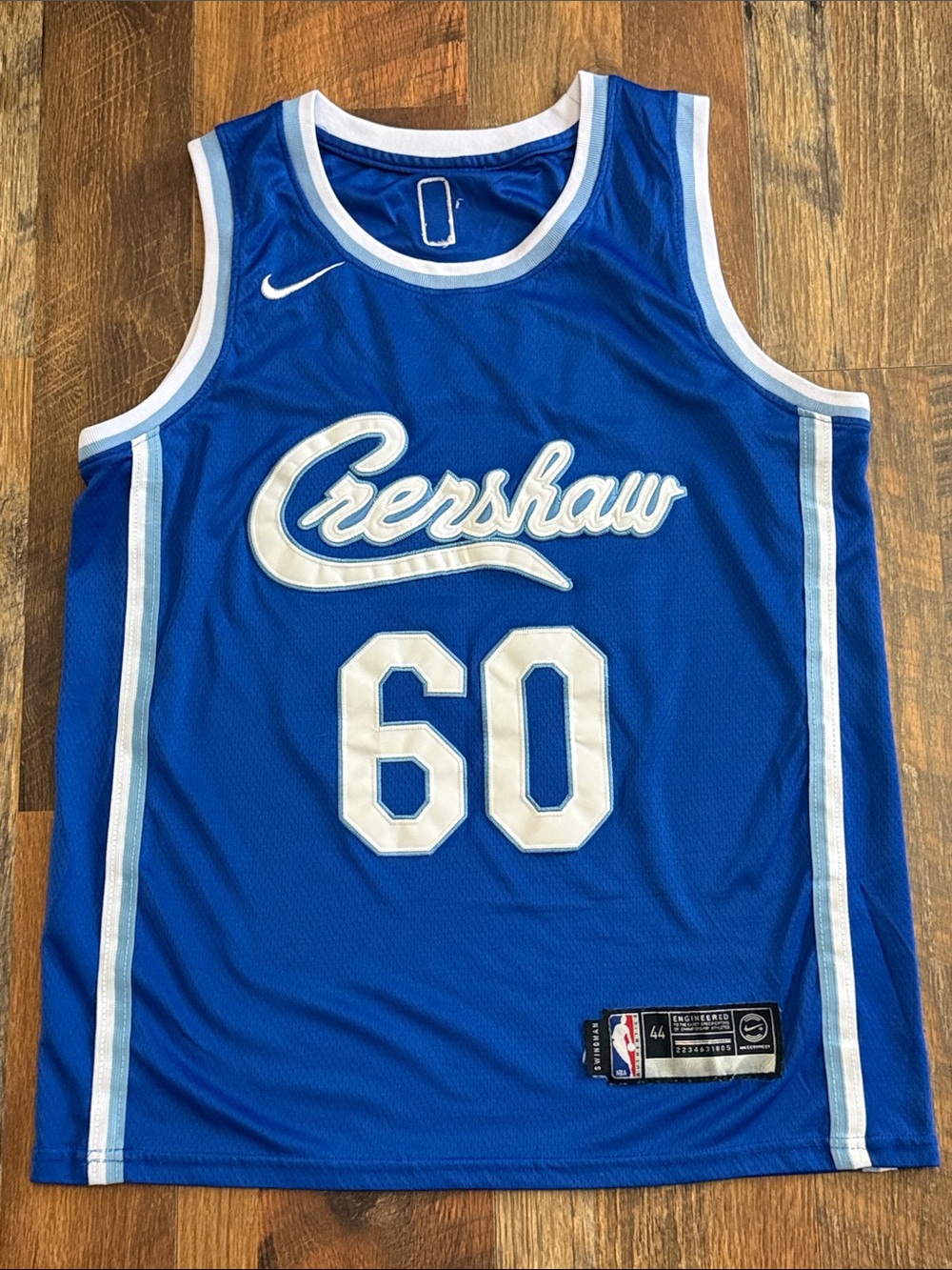 Nike NBA Nipsey Hussle Crenshaw #60 Blue Swingman Jersey Size 44 Large